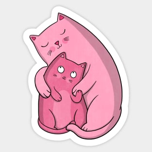 Hugging Pink Cats Sticker